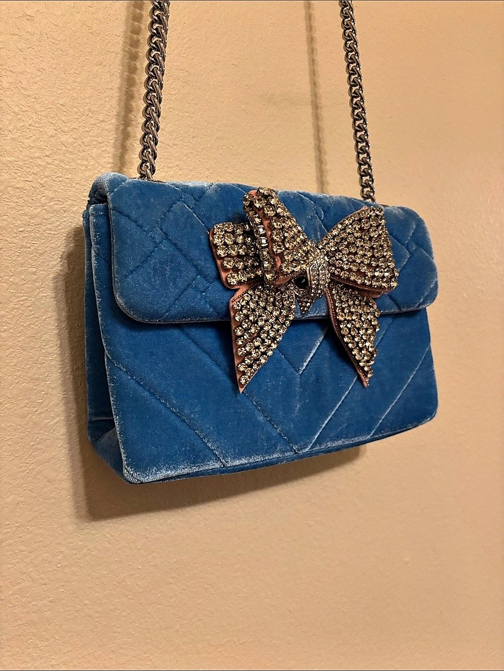 Kurt Geiger The Kensington Quilted Bow Shoulder Bag in Blue (‼️comes with bag‼️)